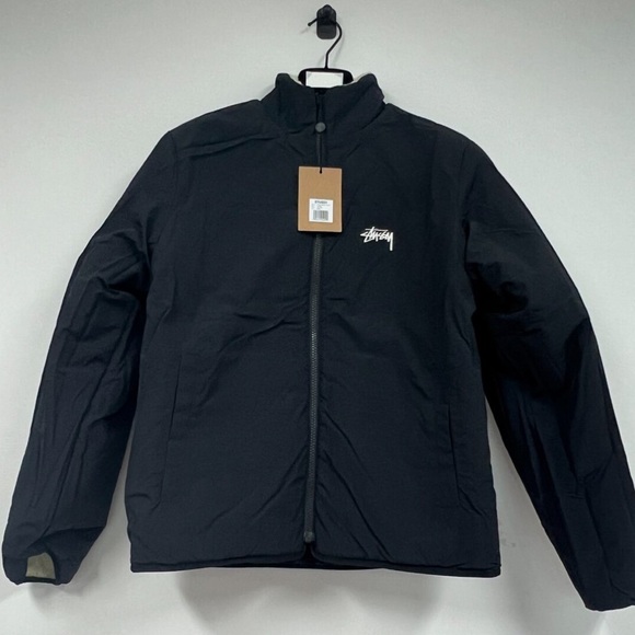 New Stussy 8 Ball Cream Sherpa Fleece Reversible Hoodie Jacket Medium - Picture 5 of 5